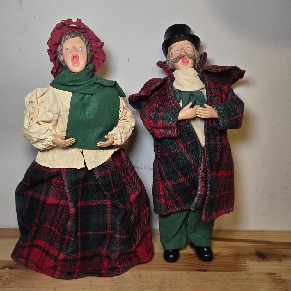 Vintage Santa's Kurt Adler Christmas Carolers Paper Mache Figures Ornaments